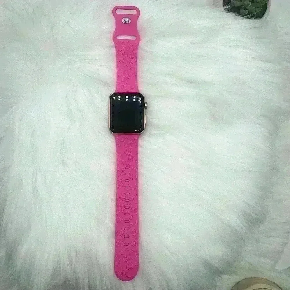 Floral Engraved Design Apple Watch Bands  38mm 40mm 41mm Hot Pink